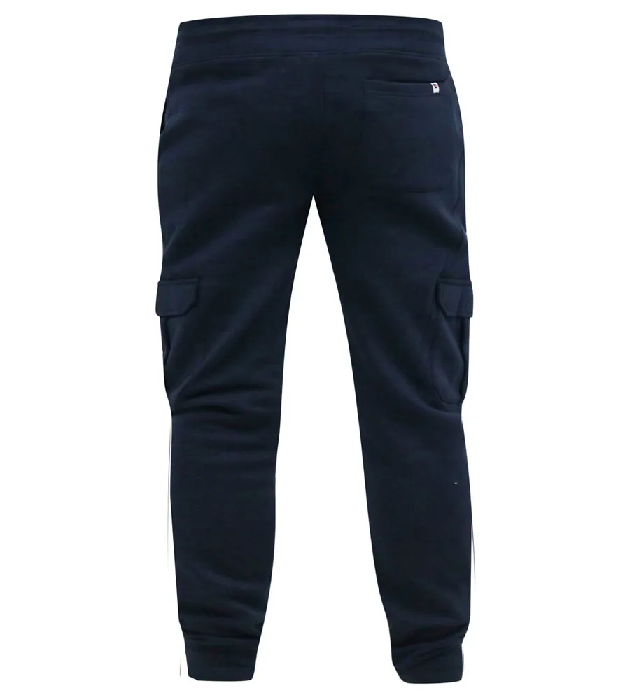 D555 Big Mens Navy Joggers With Cargo Pocket and Ribbed Cuffs (TILDEN 1)